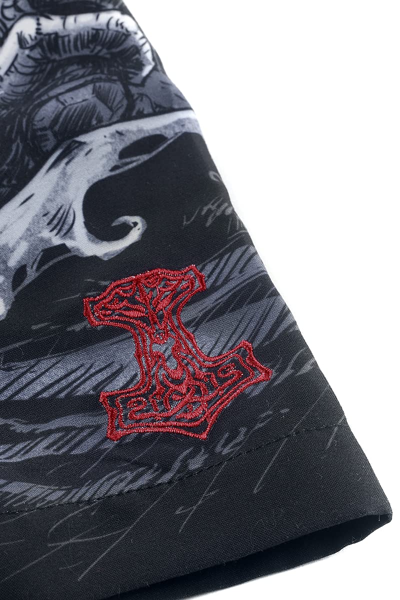 black-premium-badehose-herren-schwarz-wikinger-print image 4