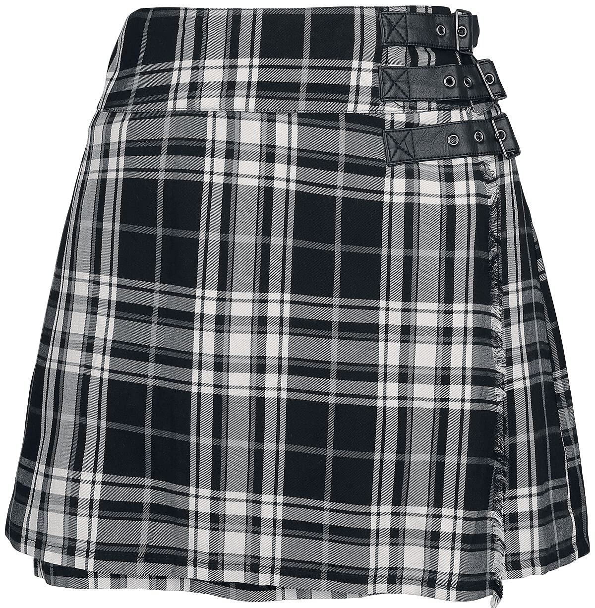 black-premium-kilt-damen-rock-kariert-schwarz-grau-kurz image 1