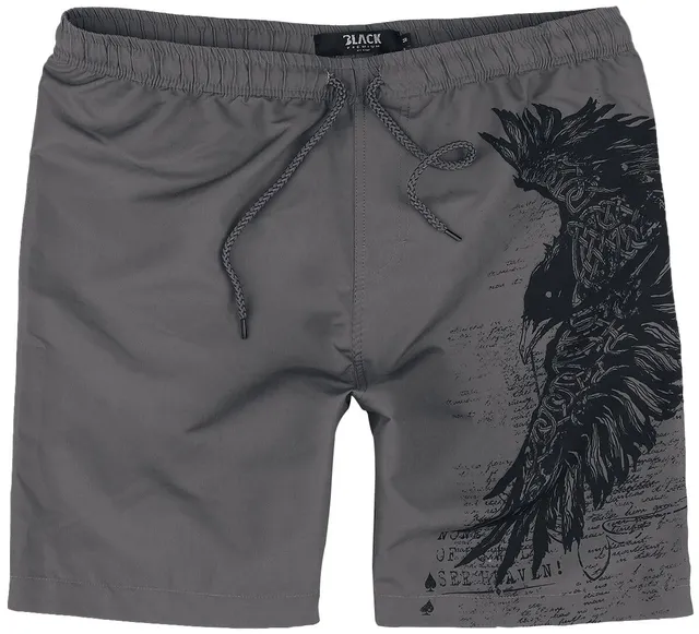 black-premium-by-emp-graue-badeshorts-raben-print-herren image 1