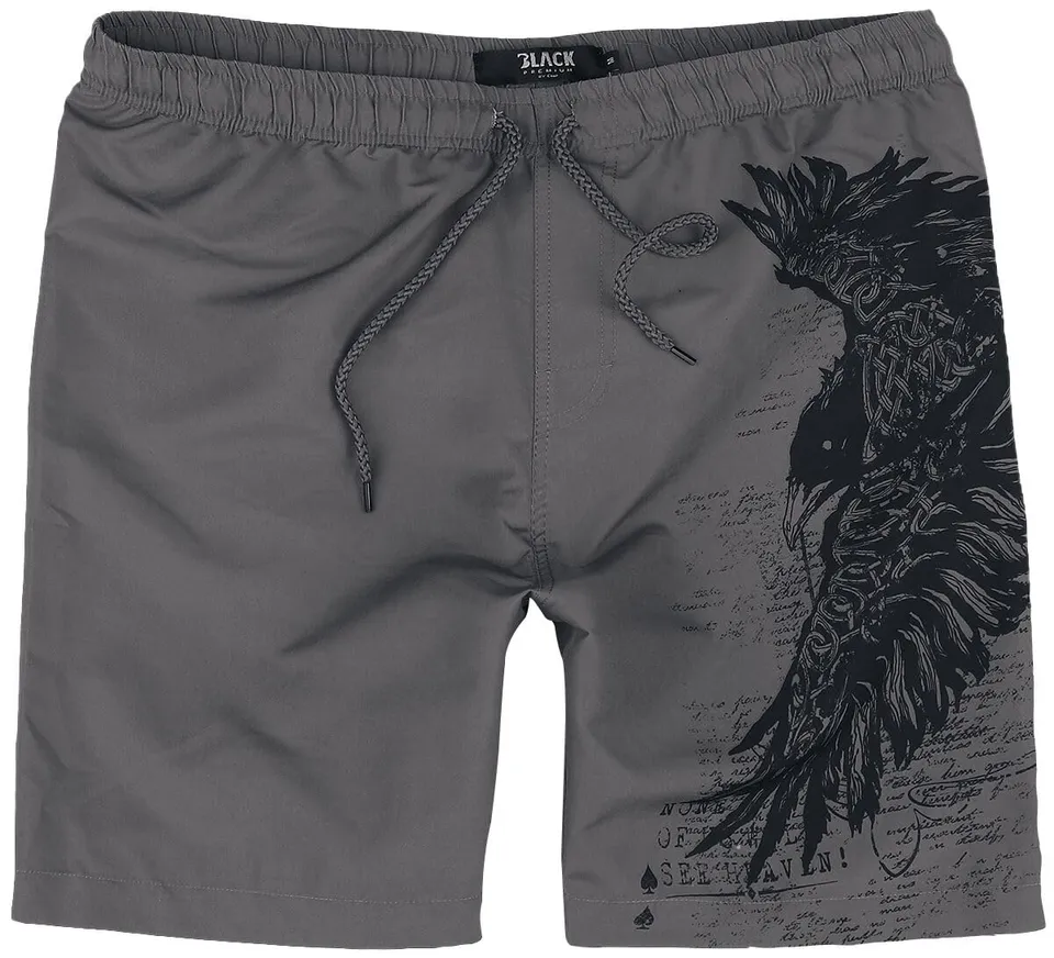 black-premium-by-emp-graue-badeshorts-raben-print-herren image 1