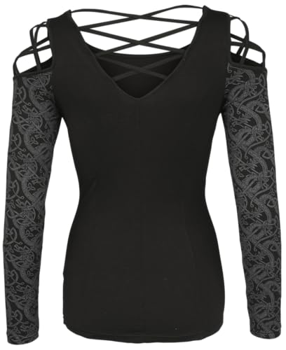 black-premium-by-emp-langarmshirt-rot-damen-m-mit-raffung image 7