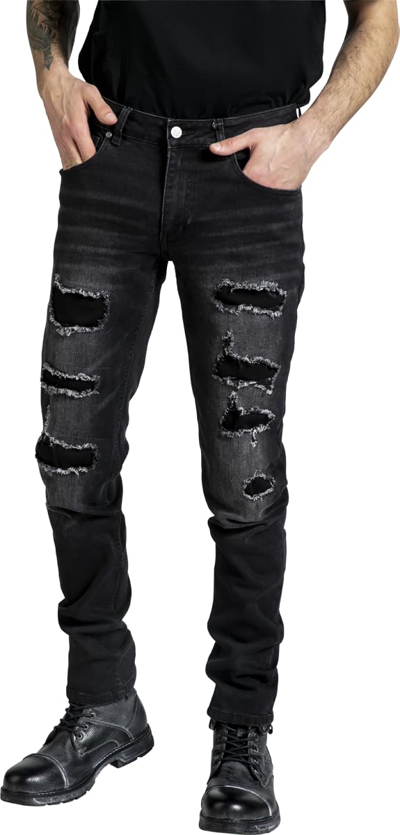 red-by-emp-hosen-jeans-schwarz-cut-outs-herren-32w-34l image 2