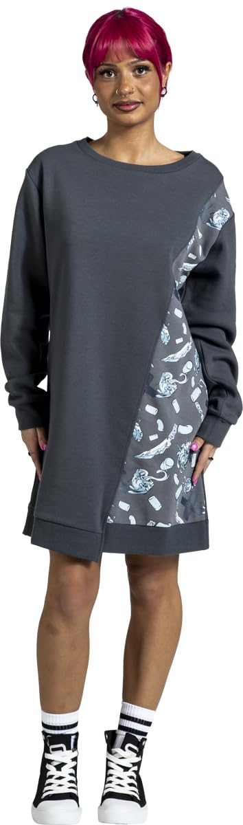 red-by-emp-sweatshirt-kleid-damen-grau-asymmetrischer-saum image 2