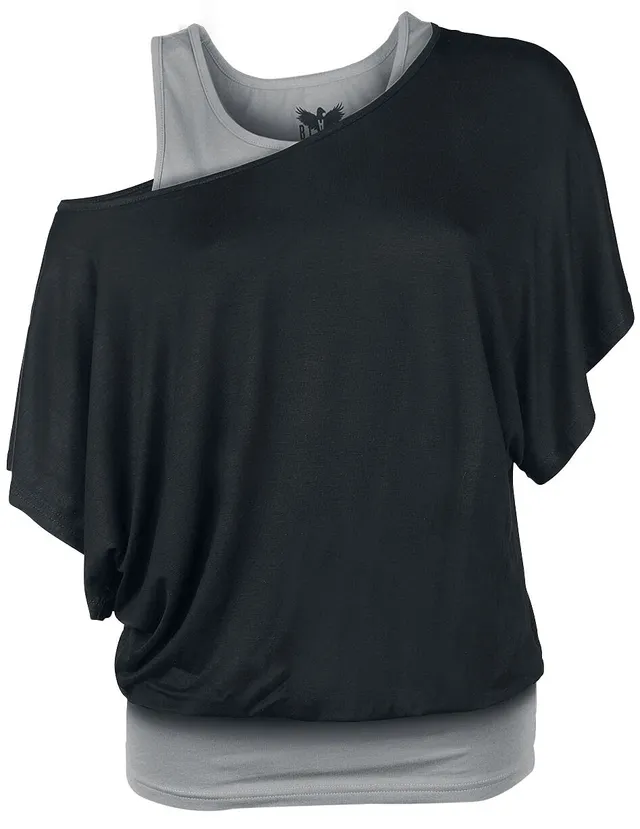 black-premium-by-emp-t-shirt-damen-m-double-layer-grau image 1