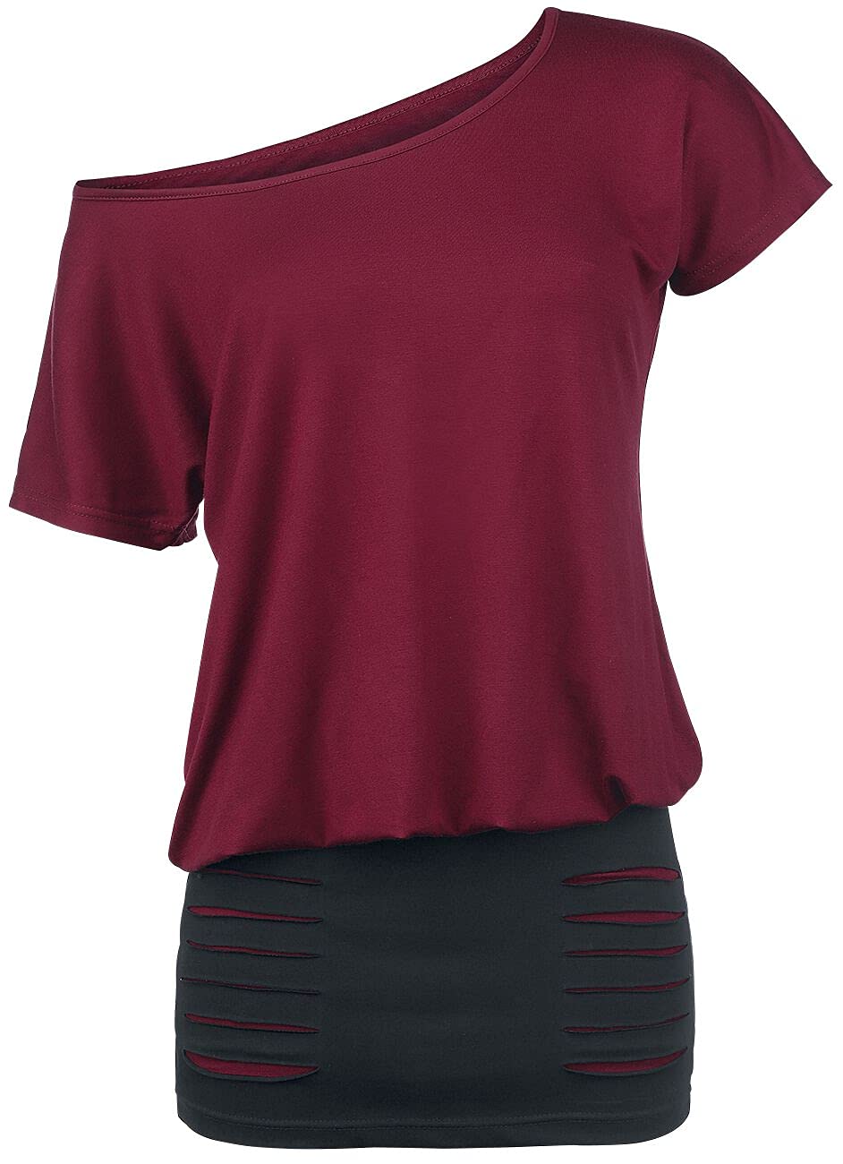 red-by-emp-kleid-damen-schwarz-rot-kurz-mit-cut-outs image 1