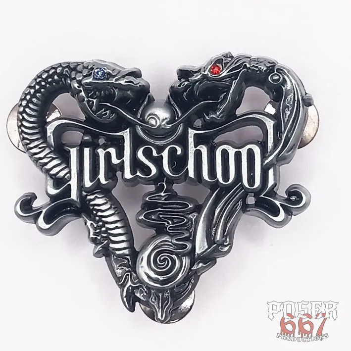 girlschool-snakes-n-flowers-3d-pin-anstecker-5-cm-silber image 1
