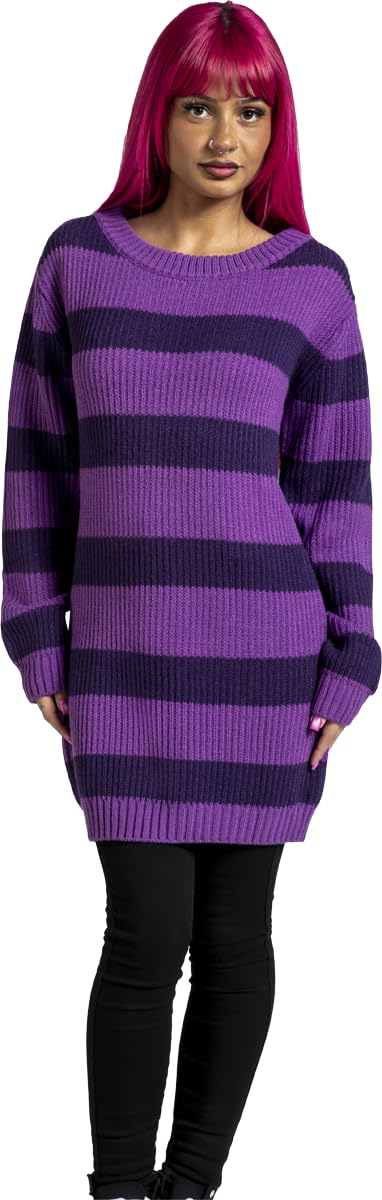 red-by-emp-damen-lila-strickpullover-gestreift-rundhals-l image 2