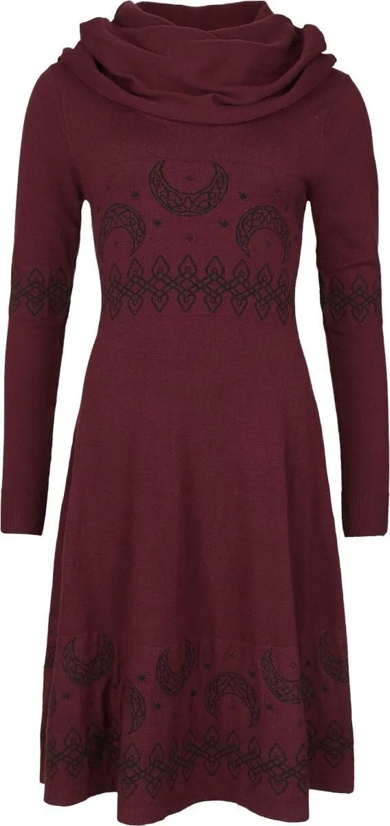 black-premium-by-emp-kleid-damen-bordeaux-midi-schalkragen image 1