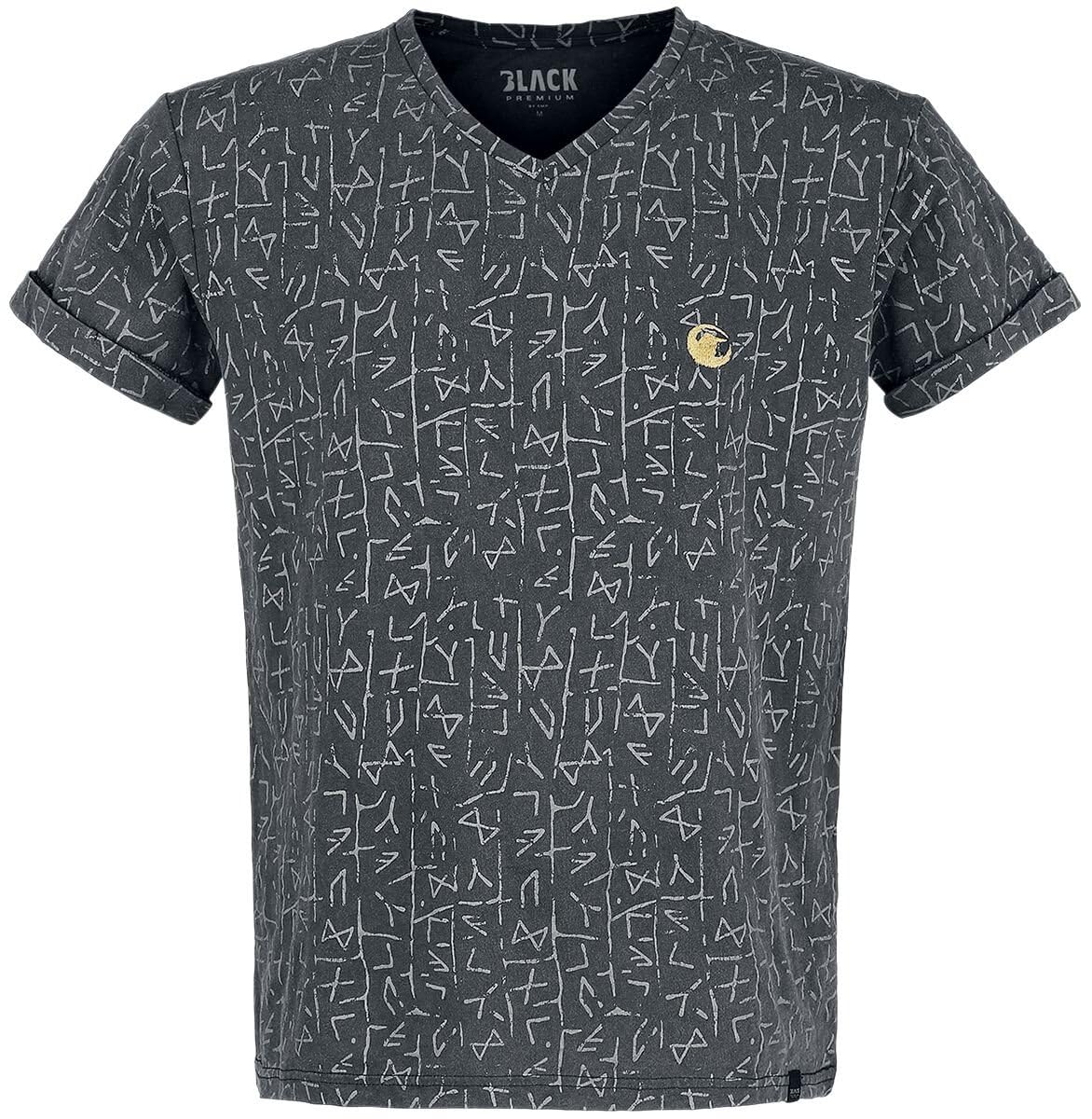 black-premium-by-emp-t-shirts-graues-rabenprint-t-shirt image 1