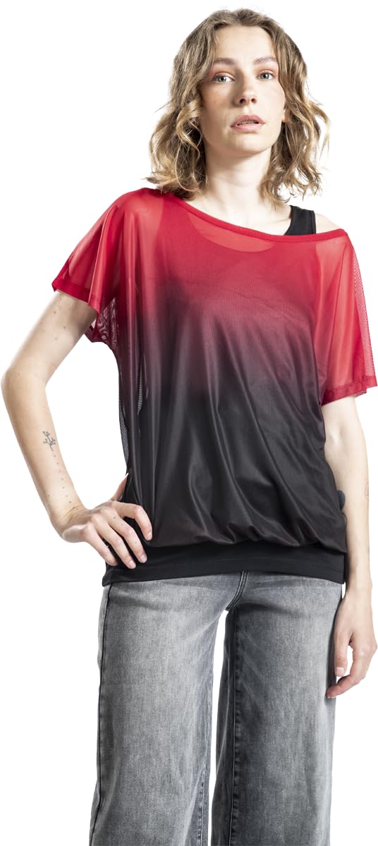 red-by-emp-bordeaux-schwarzes-2-in-1-t-shirt-damen image 2