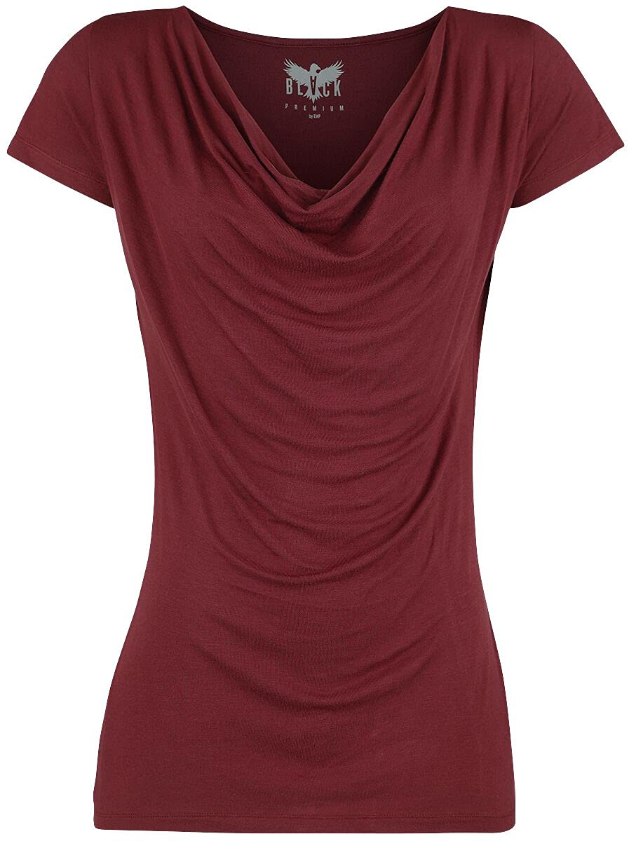 black-premium-by-emp-damen-t-shirt-bordeaux-wasserfall-m image 1