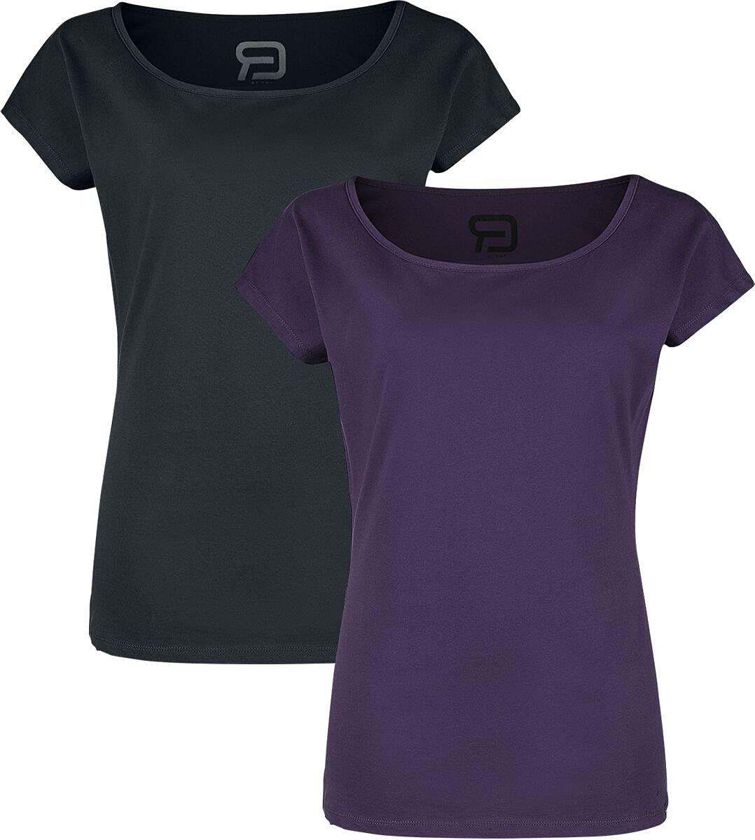 red-by-emp-basic-t-shirts-lila-schwarz-doppelpack-rundhals image 1