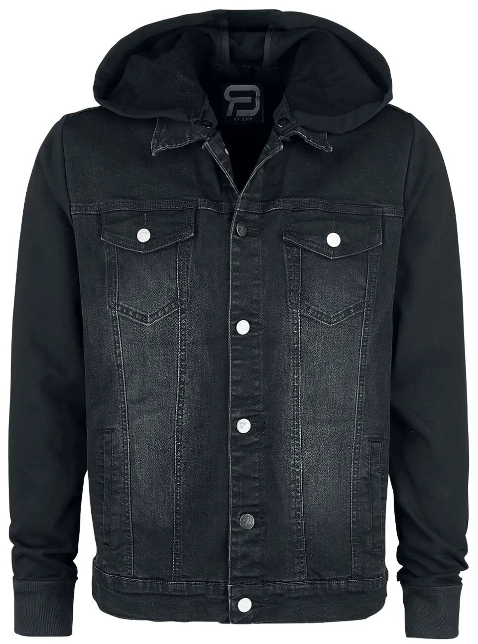 red-by-emp-jeansjacke-herren-dunkelgrau-kapuze-l-streetwear image 1