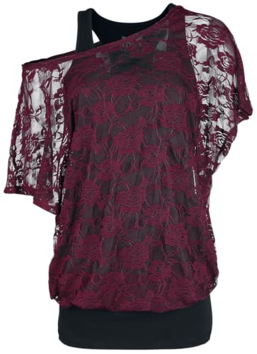 black-premium-by-emp-spitzenshirt-damen-bordeaux-mit-top image 8