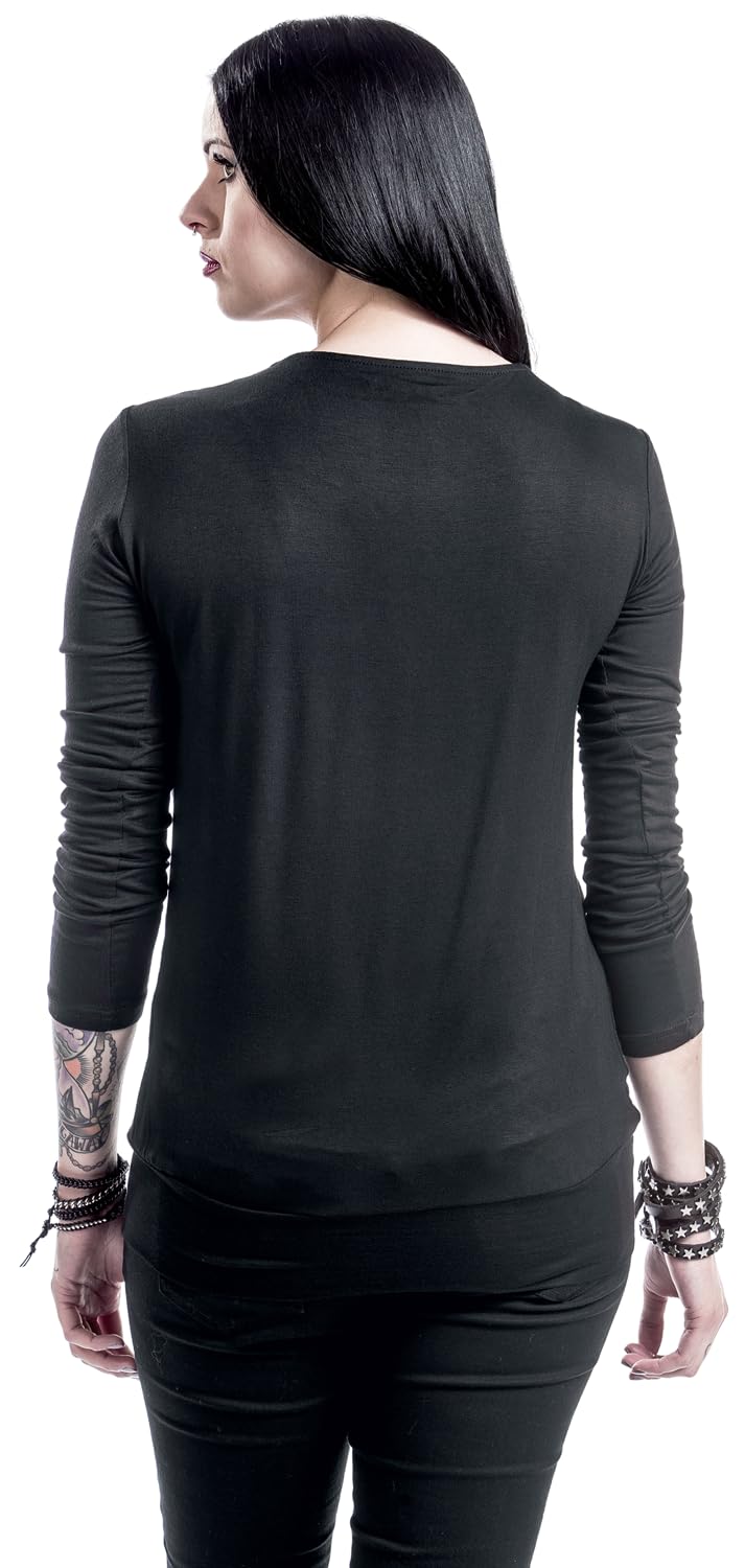 black-premium-by-emp-langarmshirt-damen-schwarz-mit-raffung-gr-l image 4