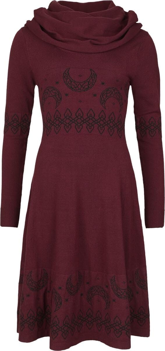 black-premium-by-emp-kleid-damen-bordeaux-midi-schalkragen image 1