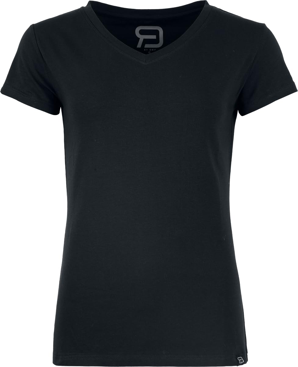 red-by-emp-damen-basic-t-shirt-schwarz-lila-v-ausschnitt image 4