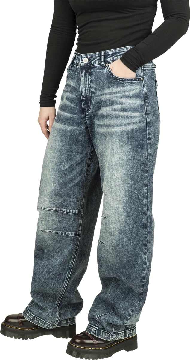 red-by-emp-hosen-damen-jeans-blau-barrel-fit-30w-32l-stickerei image 3