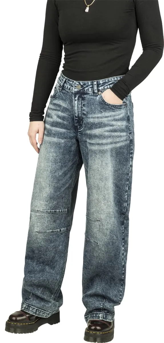 red-by-emp-hosen-damen-jeans-blau-barrel-fit-30w-32l-stickerei image 1
