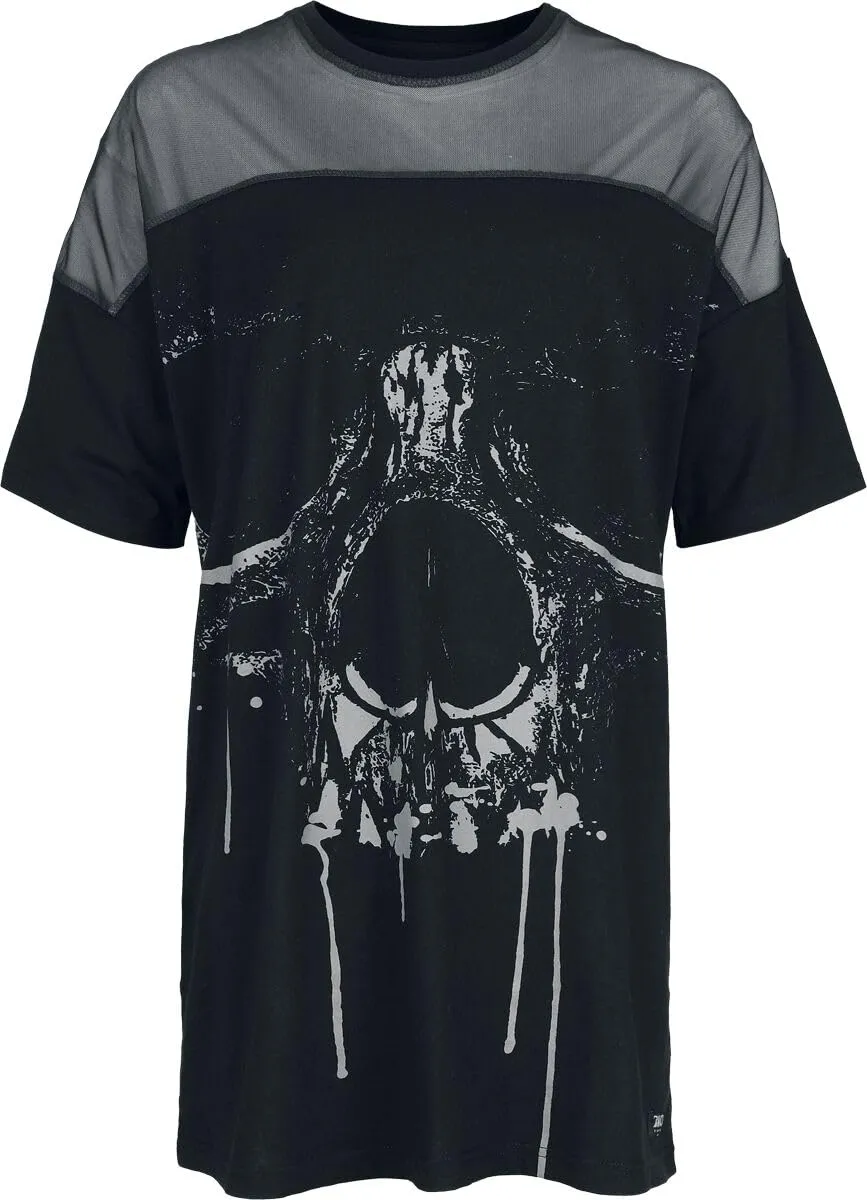 black-premium-by-emp-t-shirt-damen-oversized-mesh-schwarz image 1
