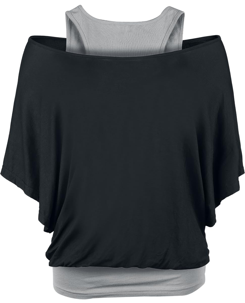 black-premium-by-emp-t-shirt-damen-m-double-layer-grau image 5
