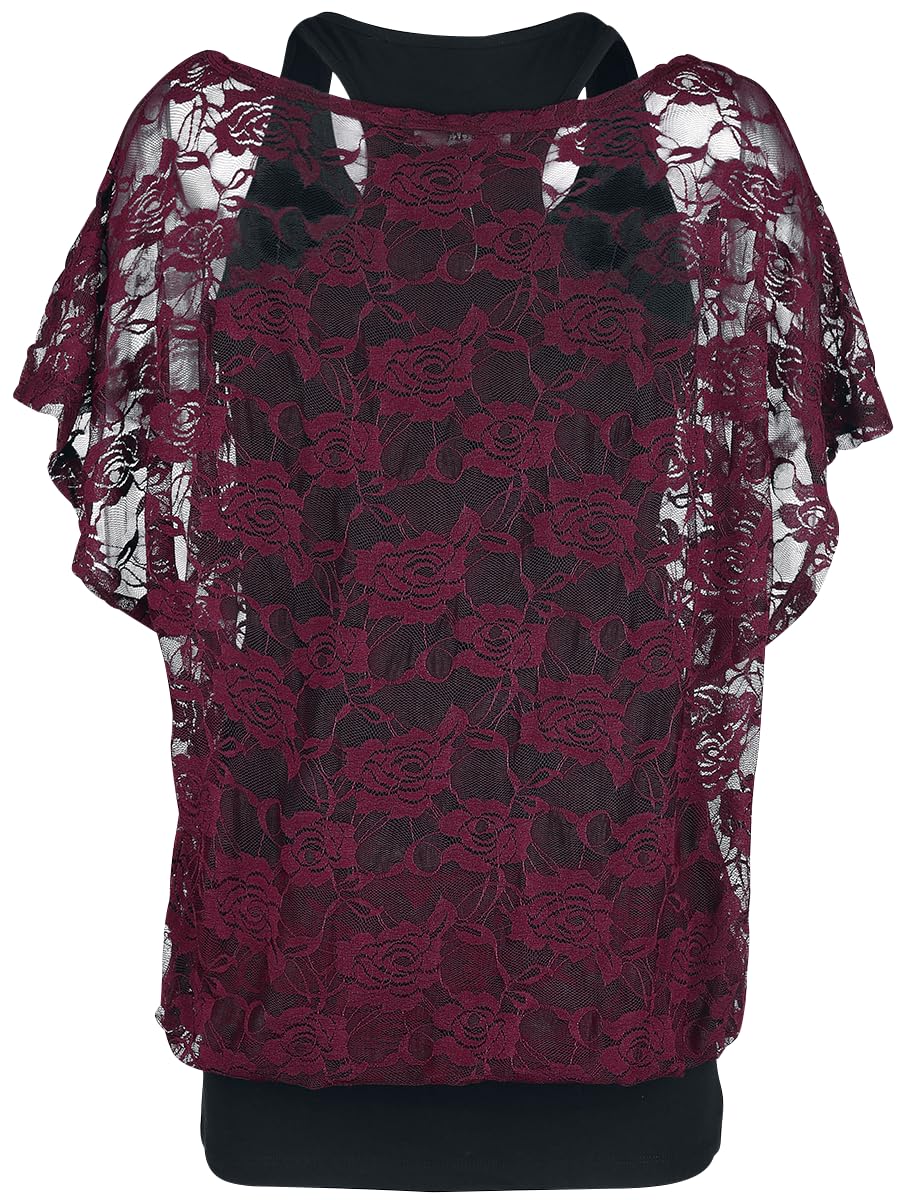 black-premium-by-emp-spitzenshirt-damen-bordeaux-mit-top image 2