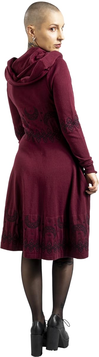 black-premium-by-emp-kleid-damen-bordeaux-midi-schalkragen image 5