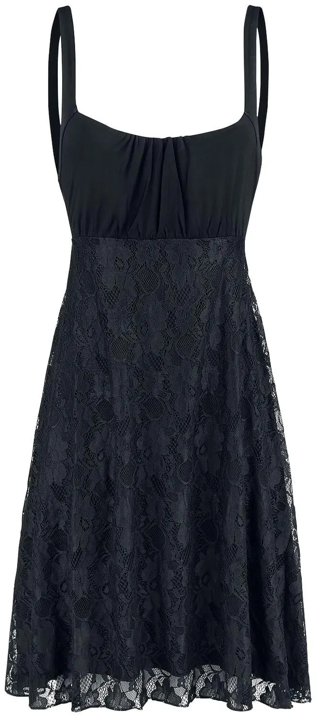 black-premium-by-emp-schwarzes-kleid-mit-spitzenrock-damen-m image 1
