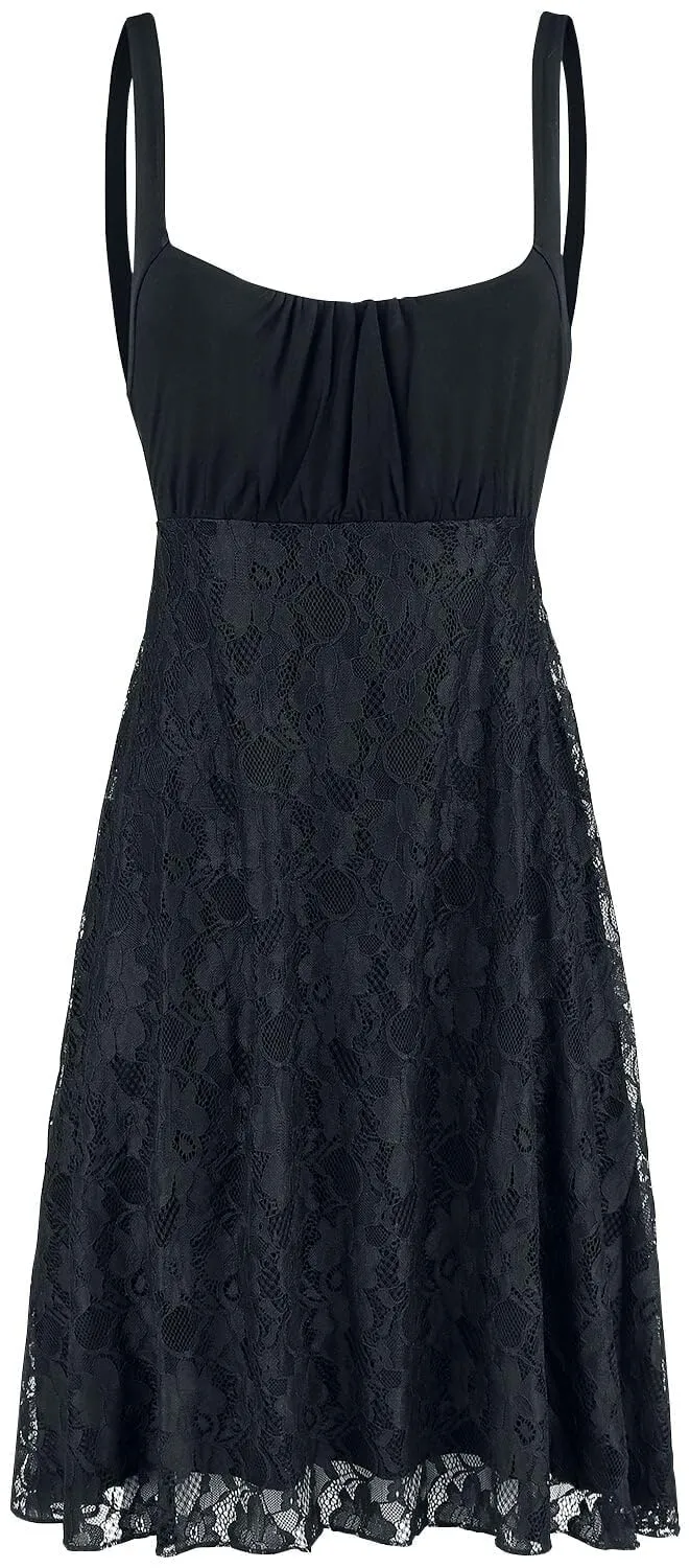 black-premium-by-emp-schwarzes-kleid-mit-spitzenrock-damen-m image 1