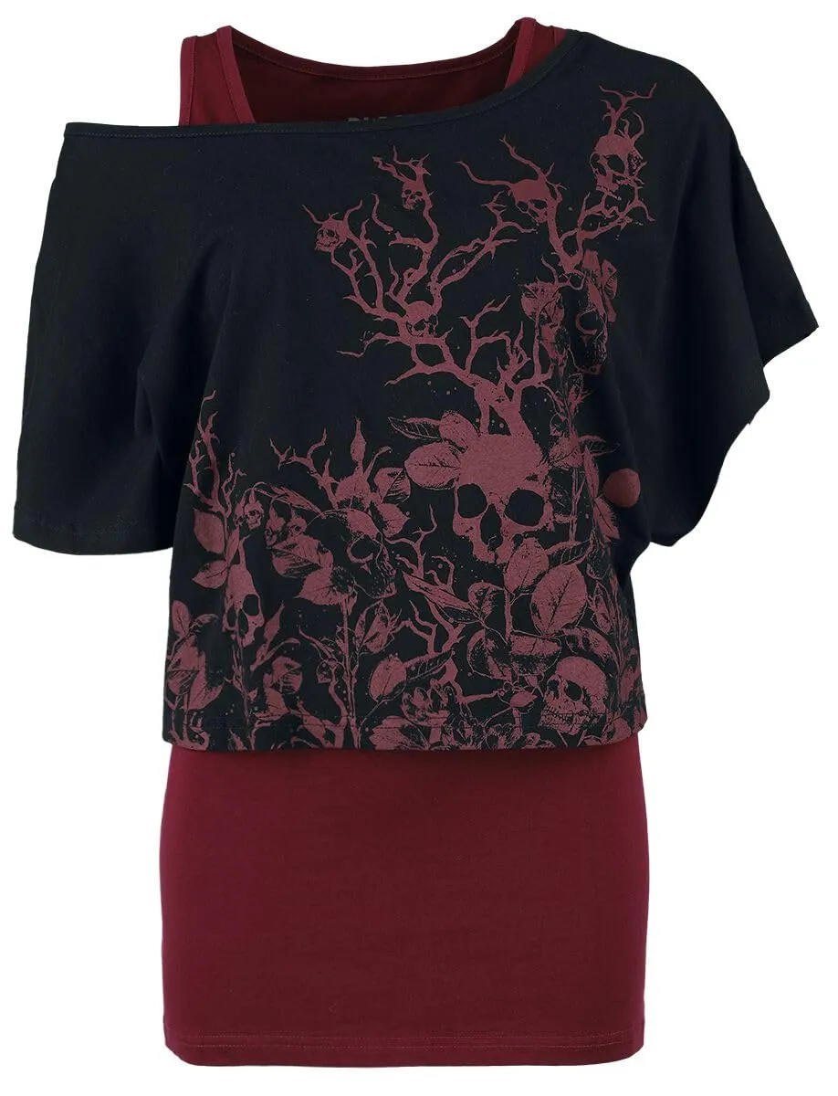 black-premium-by-emp-damen-doppelpack-top-t-shirt-schwarz-bordeaux image 1