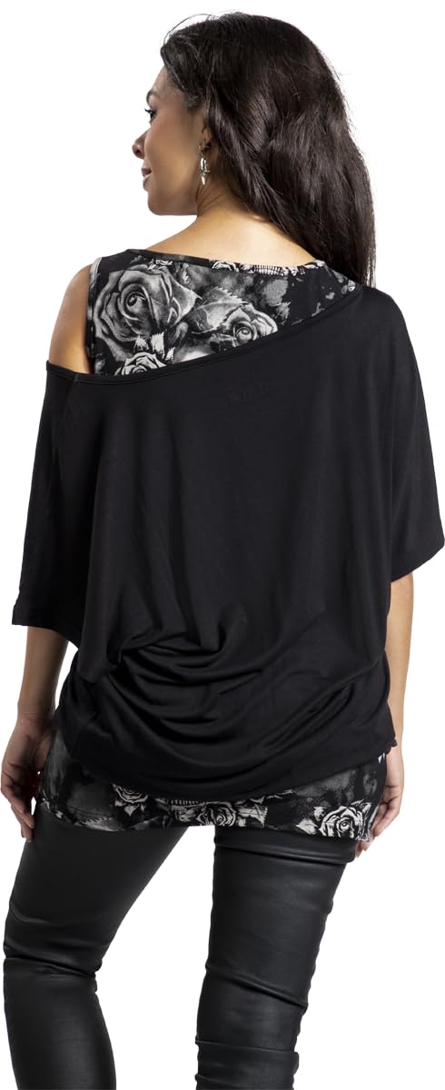 black-premium-by-emp-t-shirt-damen-l-double-layer-totenkopf image 8