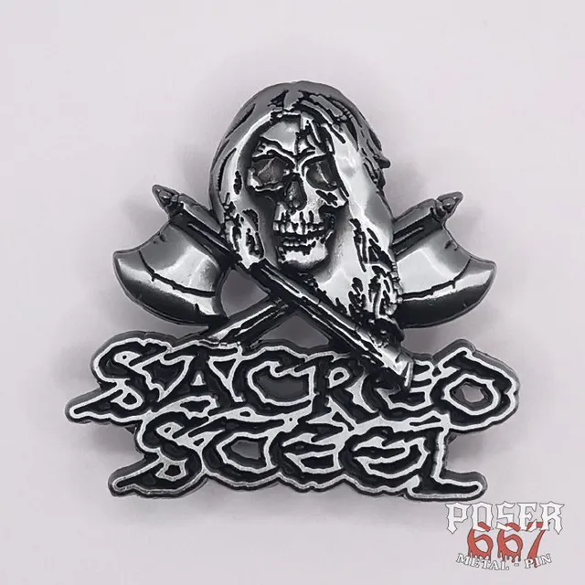sacred-steel-3d-pin-anstecker-5-cm-antik-silber image 1