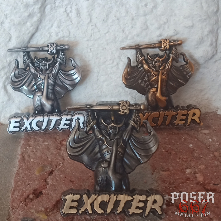 exciter-long-live-the-loud-3d-pin-anstecker-antik-silber-5cm image 1
