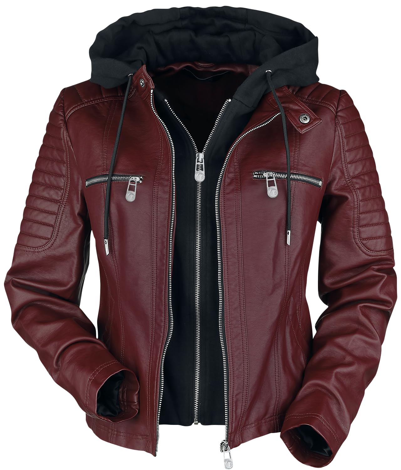black-premium-by-emp-kunstlederjacke-damen-rot-m-kapuze image 4