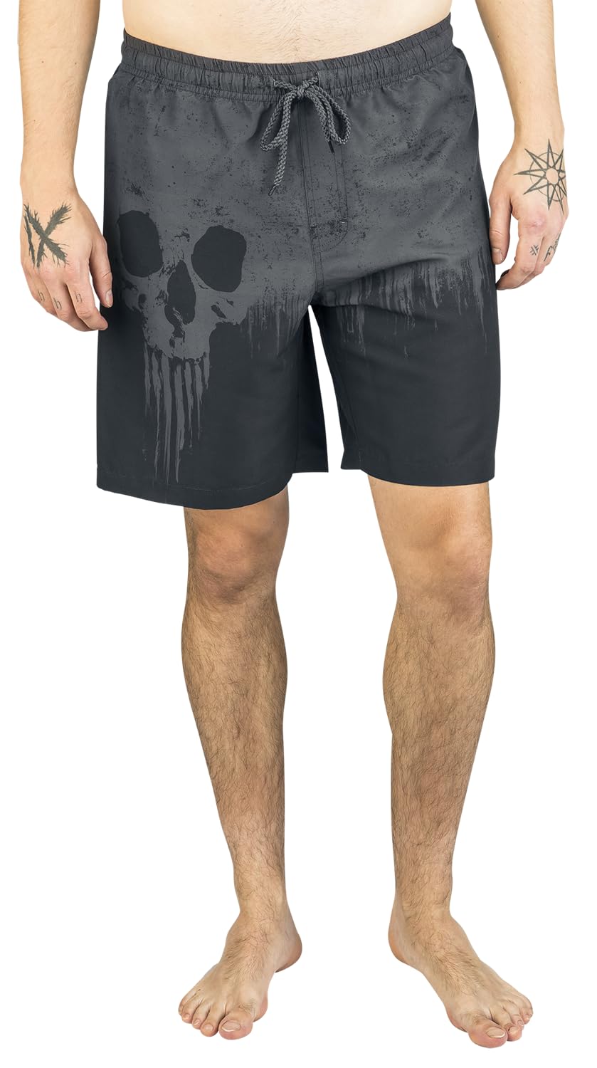 black-premium-by-emp-bademode-graue-badeshorts-skull-print-l image 2