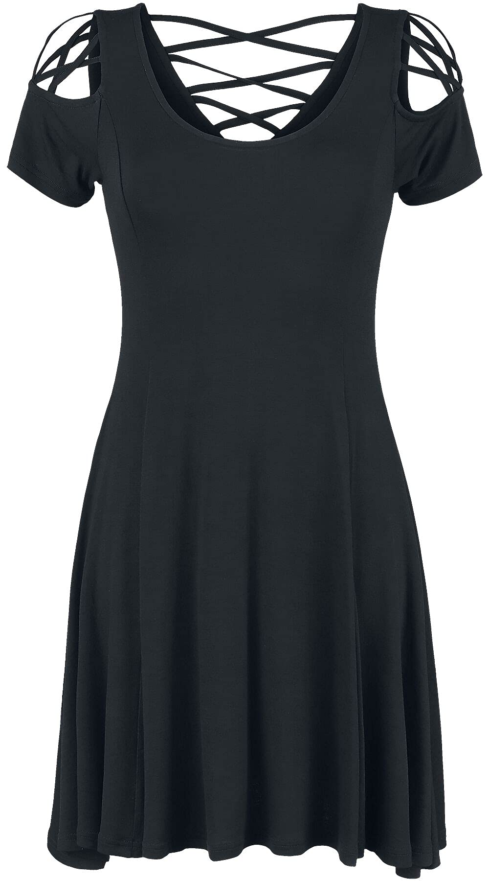 black-premium-by-emp-schwarzes-kleid-mit-schn-rung-gr-e-l image 1