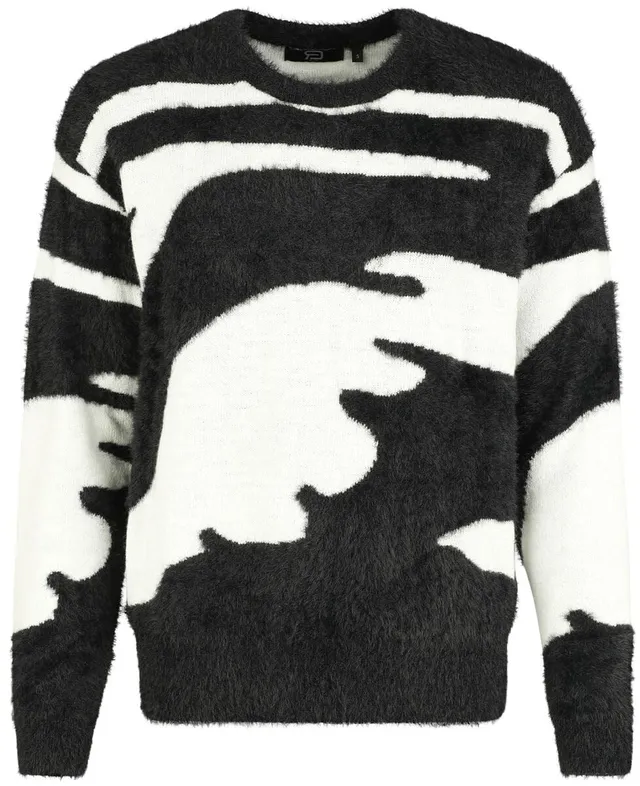 red-by-emp-strickpullover-damen-schwarz-wei-gr-l-streifen image 1