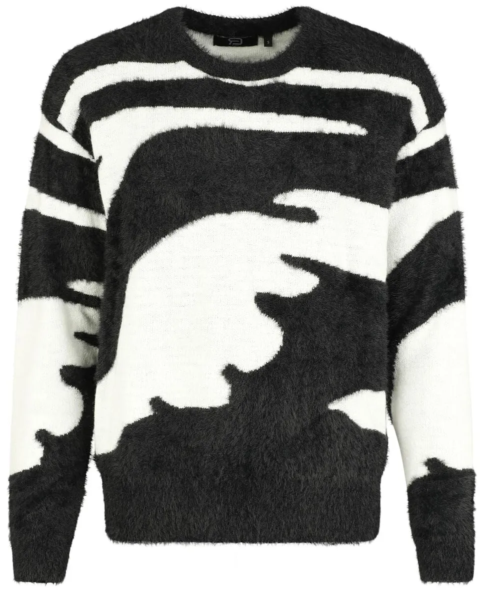 red-by-emp-strickpullover-damen-schwarz-wei-gr-l-streifen image 1