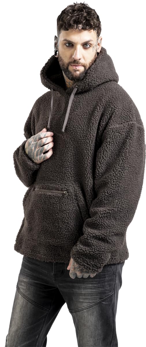 red-by-emp-teddy-fur-hoody-oliv-gr-e-l-hoodie image 2