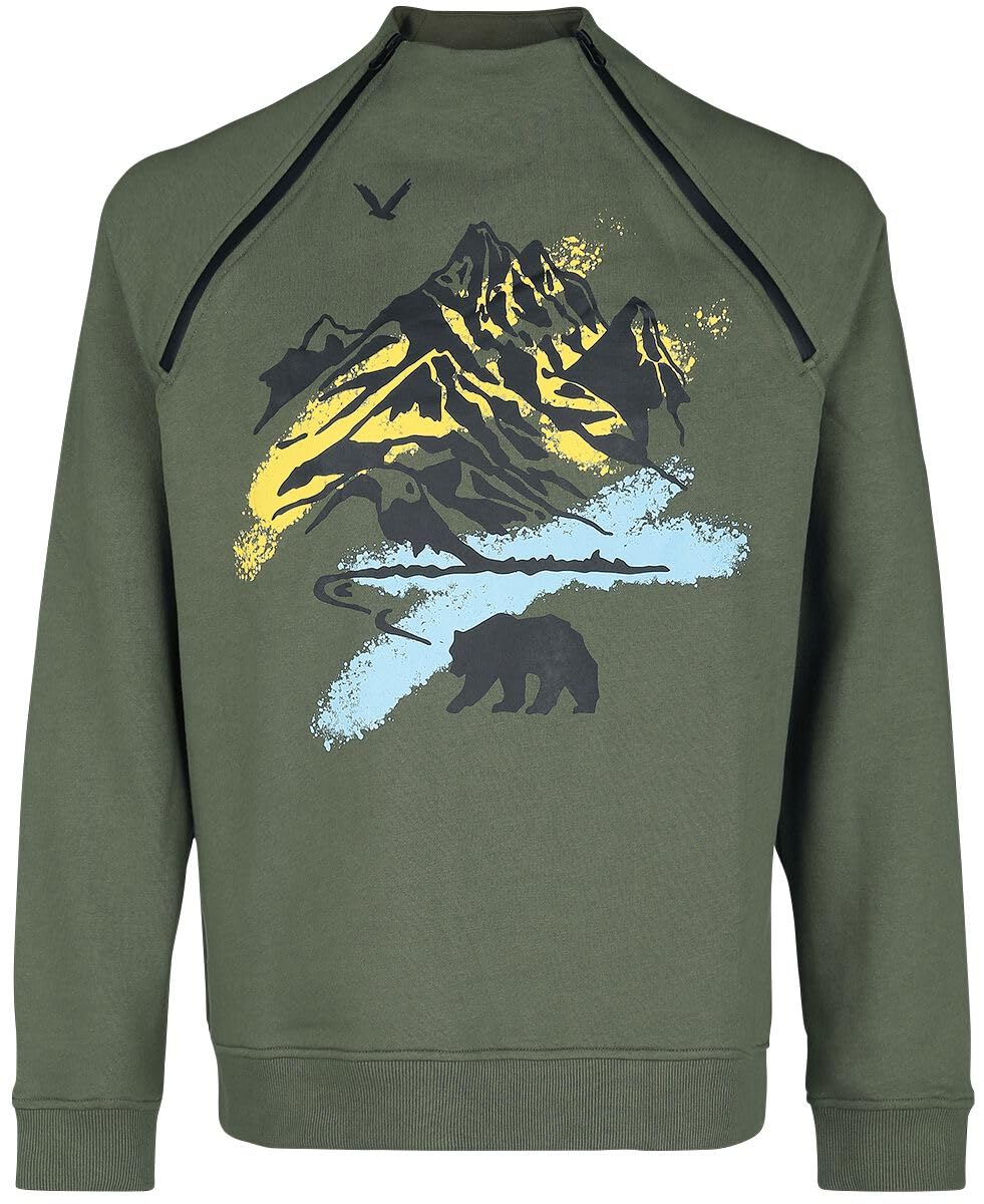 red-by-emp-pullover-herren-sweatshirt-oliv-reissverschluss image 1