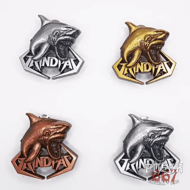 grindpad-shark-3d-pin-anstecker-4-5-cm-antik-silber image 1