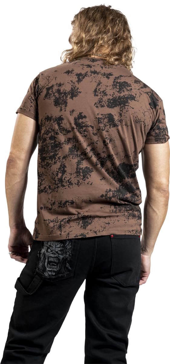 black-premium-by-emp-t-shirt-herren-braun-allover-print image 5