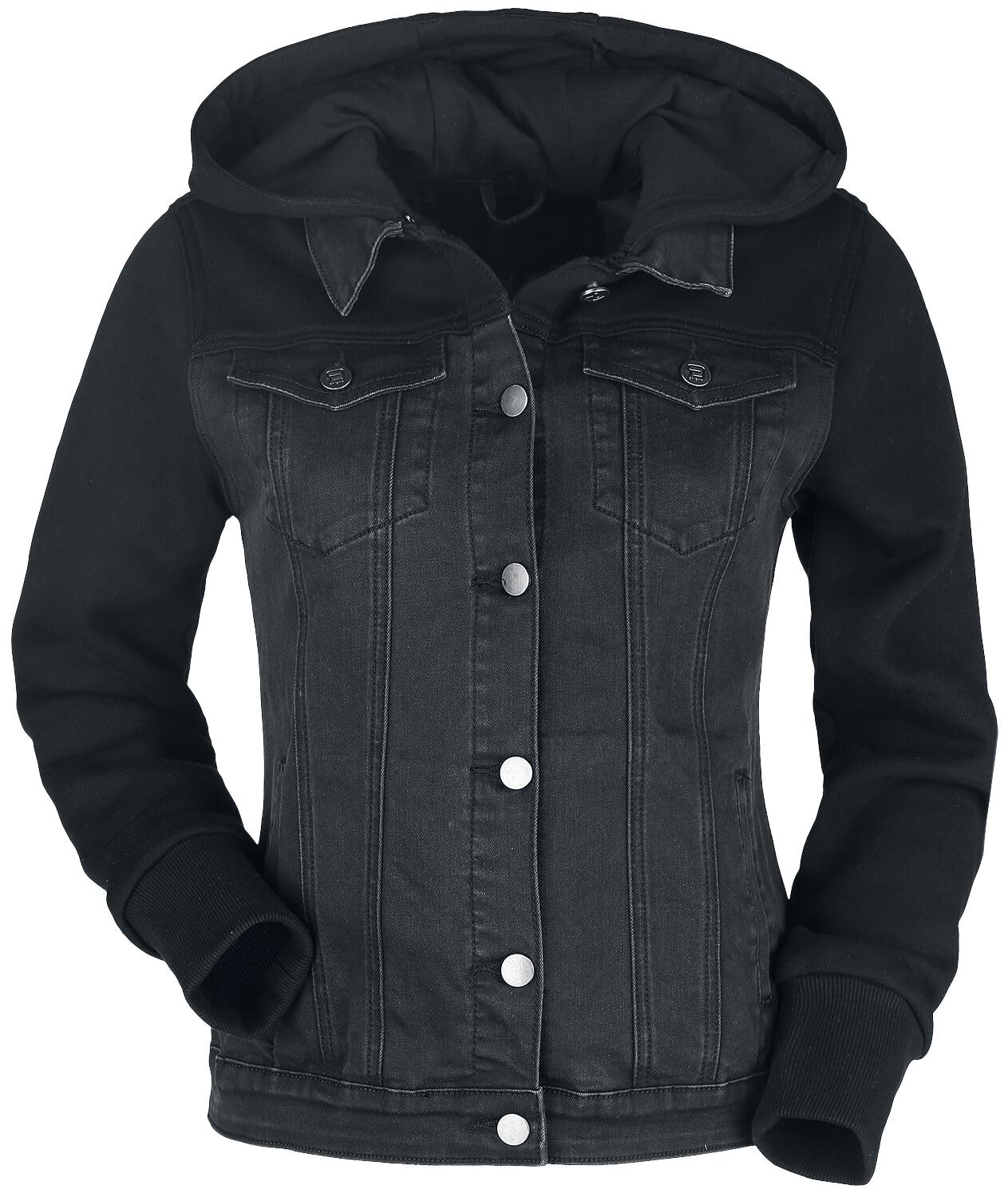 red-by-emp-jeansjacke-damen-schwarz-sweat-rmel-l image 1