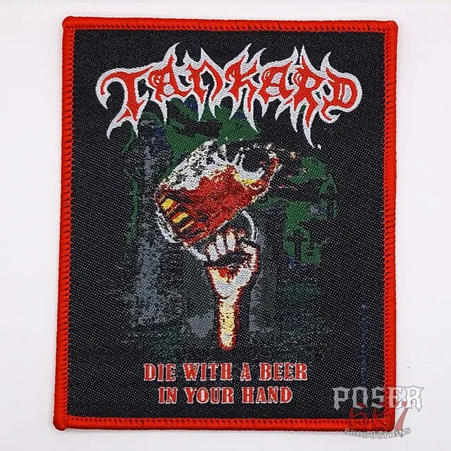 tankard-die-with-a-beer-in-your-hand-patch-10-cm-schwarz image 1