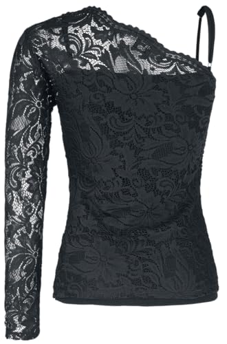 black-premium-by-emp-schwarzes-one-shoulder-spitzen-shirt-m image 8