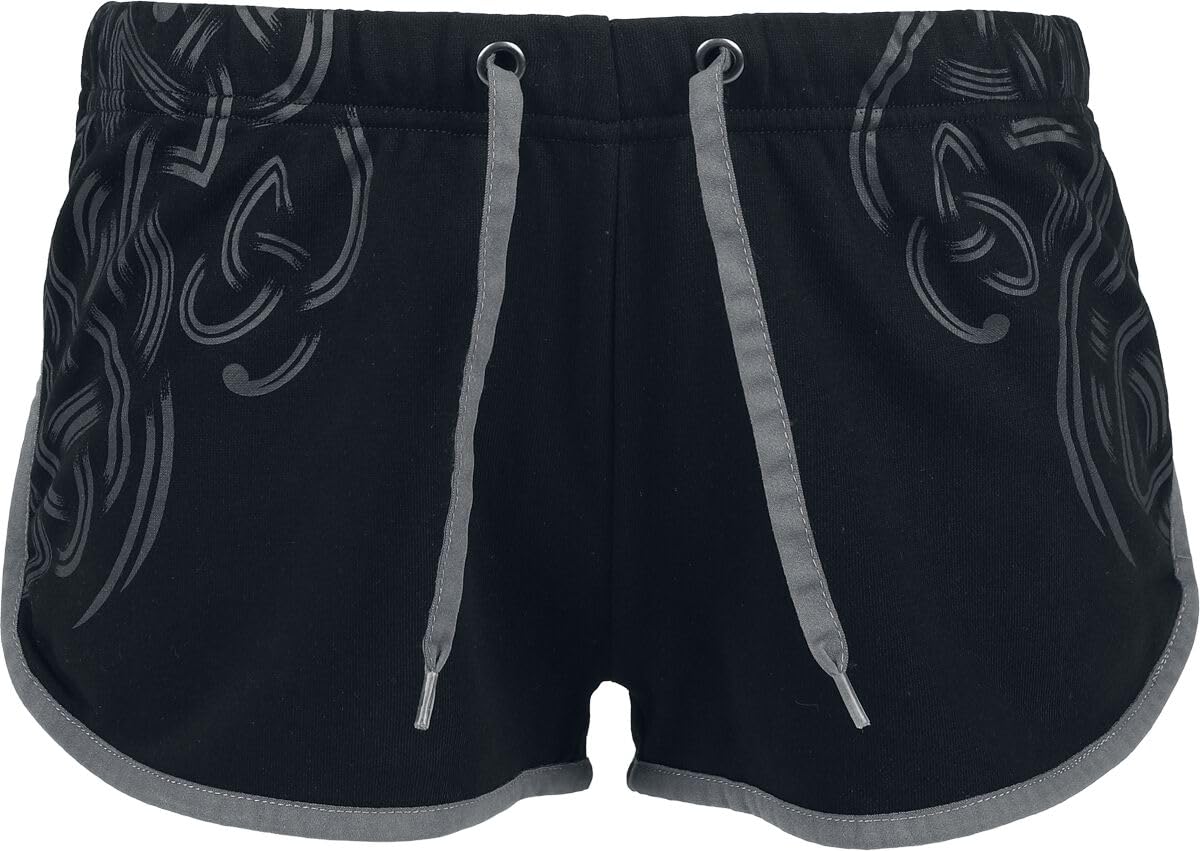black-premium-damen-shorts-schwarz-knot-print image 1