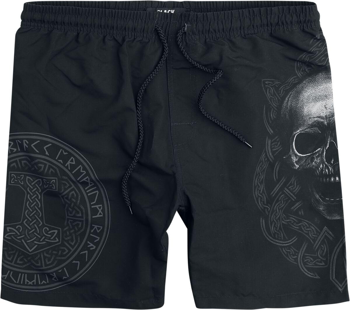 black-premium-by-emp-herren-badeshorts-schwarz-skull-runen image 1