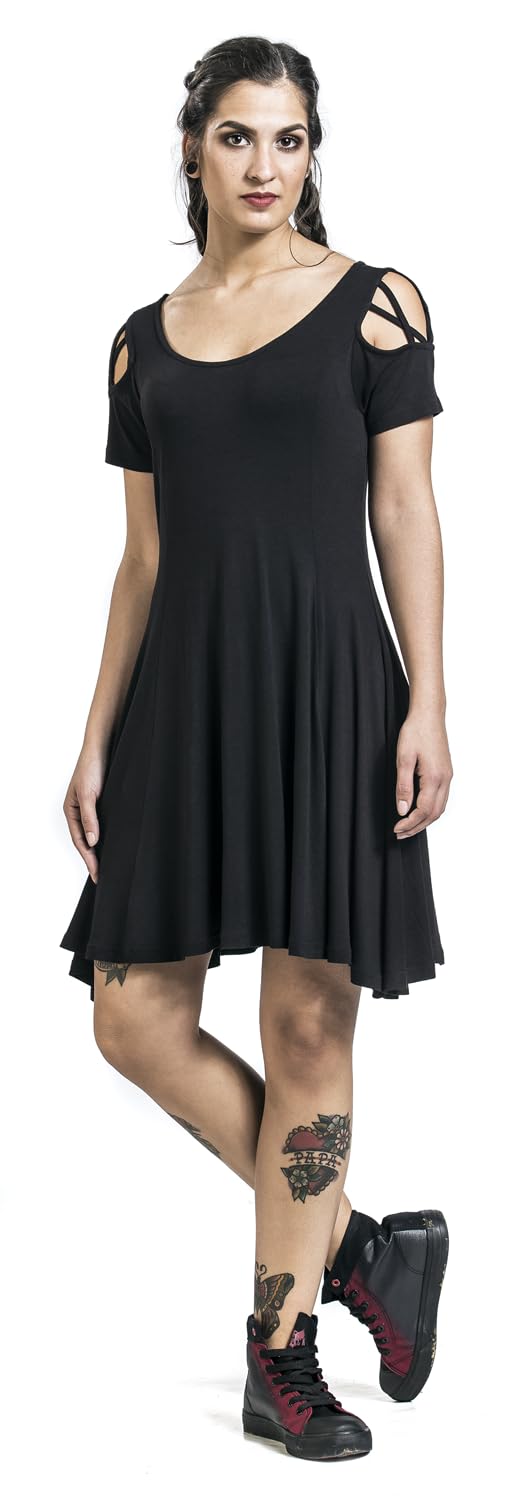 black-premium-by-emp-kleid-schwarz-runen-schn-rung-gr-e-m image 2