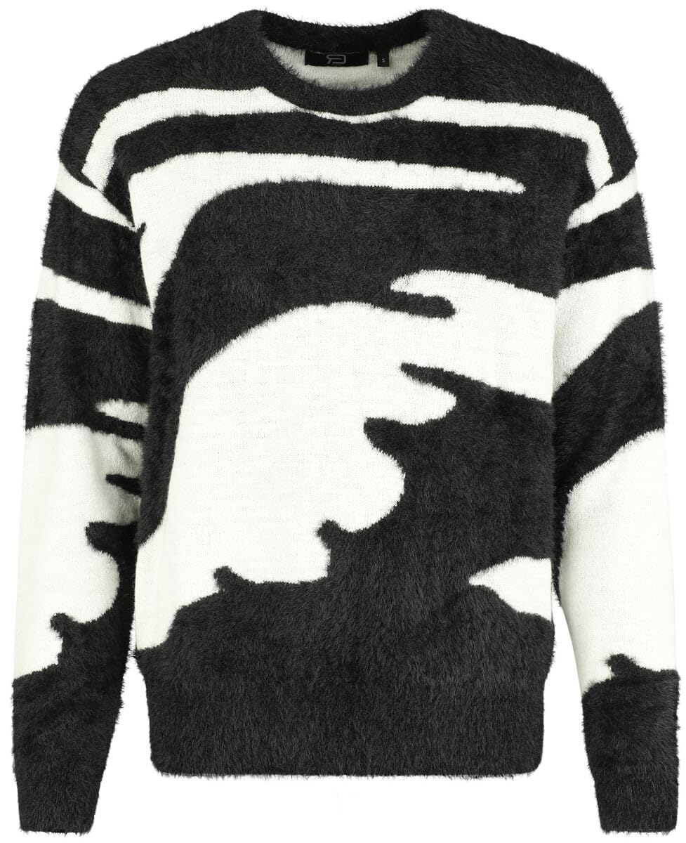 red-by-emp-strickpullover-damen-schwarz-wei-gr-l-streifen image 1