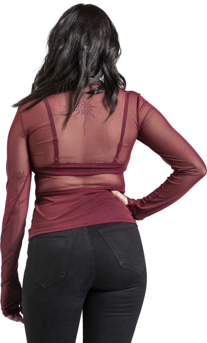 black-premium-by-emp-damen-mesh-langarmshirt-bordeaux-m image 5